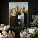 Funny Bathroom Canvas Wall Art, Grant Wood American Gothic by MyGreatCanvas | Canvas Wall Art Prints | Photo Prints & Wall Decor