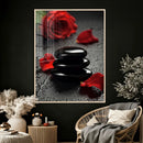 Black Lava Stone Rose Canvas | Red Rose Spa Photography by MyGreatCanvas | Canvas Wall Art Prints | Photo Prints & Wall Decor