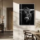 Texas Longhorn Wall Art Canvas Print – Monochrome Horned