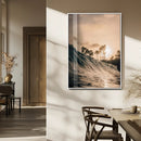 Golden Hour Ocean Wave Wall Art Canvas Print – Framed