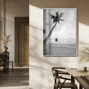 Black White Palm Tree Wall Art Canvas Print – Framed