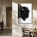 Western Rustic Wall Art Canvas Print – Framed Buffalo Black