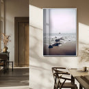 Moody Seascape Wall Art Canvas Print – Framed Neutral Foggy