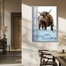Minimalist Scottish Highland Cow Wall Art Canvas Print –