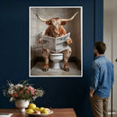 Funny Bathroom Canvas Wall Art, Texas Longhorn on Toilet by MyGreatCanvas | Canvas Wall Art Prints | Photo Prints & Wall Decor