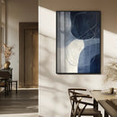 Navy Abstract Wall Art Canvas Print – Framed Minimal Lineart