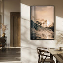 Golden Hour Ocean Wave Wall Art Canvas Print – Framed
