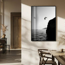 Cliff Jumping Silhouette Wall Art Canvas Print – Framed