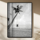 Black White Palm Tree Wall Art Canvas Print – Framed