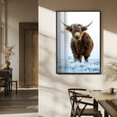 Highland Cow Wall Art Canvas Print – Framed Frosty Winter