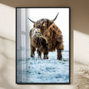 Minimalist Scottish Highland Cow Wall Art Canvas Print –