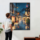 Tokyo Tea House Canvas Wall Art — Japan Rainy Night Street by MyGreatCanvas | Canvas Wall Art Prints | Photo Prints & Wall Decor