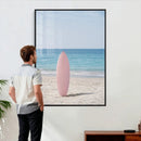 Pink Surfboard Canvas Wall Art, Minimalist Beach Photography by MyGreatCanvas | Canvas Wall Art Prints | Photo Prints & Wall Decor