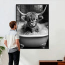 Highland Cow Bathtub Canvas Wall Art, Funny Bathroom Print by MyGreatCanvas | Canvas Wall Art Prints | Photo Prints & Wall Decor