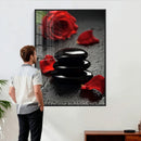 Black Lava Stone Rose Canvas | Red Rose Spa Photography by MyGreatCanvas | Canvas Wall Art Prints | Photo Prints & Wall Decor