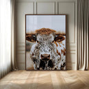 Texas Longhorn Wall Art Canvas Print – Spotted Horned Cattle