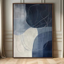 Navy Abstract Wall Art Canvas Print – Framed Minimal Lineart