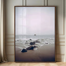 Moody Seascape Wall Art Canvas Print – Framed Neutral Foggy