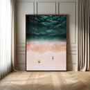 Aerial Serenity Wall Art Canvas Print – Gentle Waves Peach