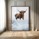 Highland Cow Wall Art Canvas Print – Framed Horned Scottish