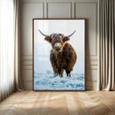 Highland Cow Wall Art Canvas Print – Framed Frosty Winter