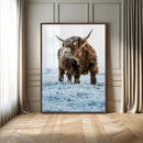 Minimalist Scottish Highland Cow Wall Art Canvas Print –