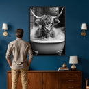 Highland Cow Bathtub Canvas Wall Art, Funny Bathroom Print by MyGreatCanvas | Canvas Wall Art Prints | Photo Prints & Wall Decor