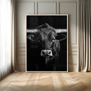 Texas Longhorn Wall Art Canvas Print – Monochrome Horned
