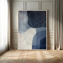 Navy Abstract Wall Art Canvas Print – Framed Minimal Lineart