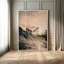 Golden Hour Ocean Wave Wall Art Canvas Print – Framed