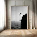 Cliff Jumping Silhouette Wall Art Canvas Print – Framed