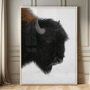 Western Rustic Wall Art Canvas Print – Framed Buffalo Black