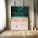 Aerial Serenity Wall Art Canvas Print – Gentle Waves Peach