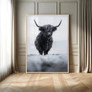 Frosty Black Highland Wall Art Canvas Print – Framed Moody