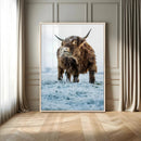 Minimalist Scottish Highland Cow Wall Art Canvas Print –
