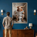 Funny Bathroom Canvas Wall Art, Texas Longhorn on Toilet by MyGreatCanvas | Canvas Wall Art Prints | Photo Prints & Wall Decor