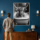 Highland Cow Bathtub Canvas Wall Art, Funny Bathroom Print by MyGreatCanvas | Canvas Wall Art Prints | Photo Prints & Wall Decor