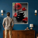 Black Lava Stone Rose Canvas | Red Rose Spa Photography by MyGreatCanvas | Canvas Wall Art Prints | Photo Prints & Wall Decor