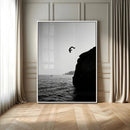 Cliff Jumping Silhouette Wall Art Canvas Print – Framed