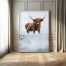 Highland Cow Wall Art Canvas Print – Framed Horned Scottish