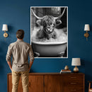 Highland Cow Bathtub Canvas Wall Art, Funny Bathroom Print by MyGreatCanvas | Canvas Wall Art Prints | Photo Prints & Wall Decor