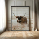 Texas Longhorn Wall Art Canvas Print – Brown Horned Bull