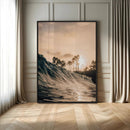 Golden Hour Ocean Wave Wall Art Canvas Print – Framed