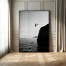 Cliff Jumping Silhouette Wall Art Canvas Print – Framed