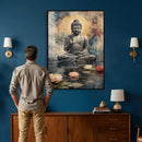 Serene Buddha with Lotus Flowers | Tranquil Meditation Art | by MyGreatCanvas | Canvas Wall Art Prints | Photo Prints & Wall Decor