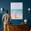 Pink Surfboard Canvas Wall Art, Minimalist Beach Photography by MyGreatCanvas | Canvas Wall Art Prints | Photo Prints & Wall Decor