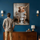 Funny Bathroom Canvas Wall Art, Texas Longhorn on Toilet by MyGreatCanvas | Canvas Wall Art Prints | Photo Prints & Wall Decor