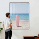 Pink Surfboard Canvas Wall Art, Minimalist Beach Photography by MyGreatCanvas | Canvas Wall Art Prints | Photo Prints & Wall Decor