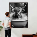 Highland Cow Bathtub Canvas Wall Art, Funny Bathroom Print by MyGreatCanvas | Canvas Wall Art Prints | Photo Prints & Wall Decor