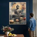 Serene Buddha with Lotus Flowers | Tranquil Meditation Art | by MyGreatCanvas | Canvas Wall Art Prints | Photo Prints & Wall Decor